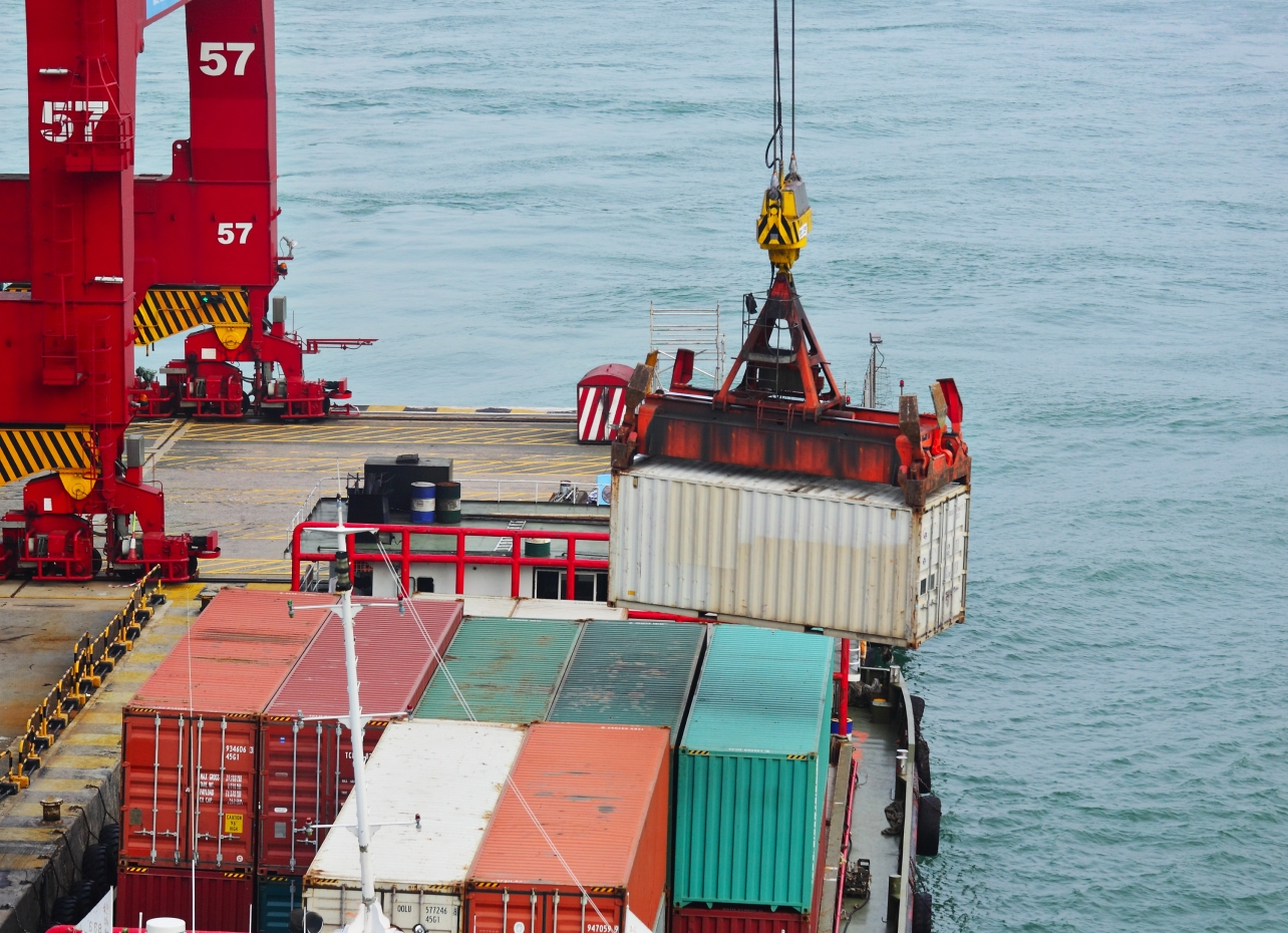 Container being moved