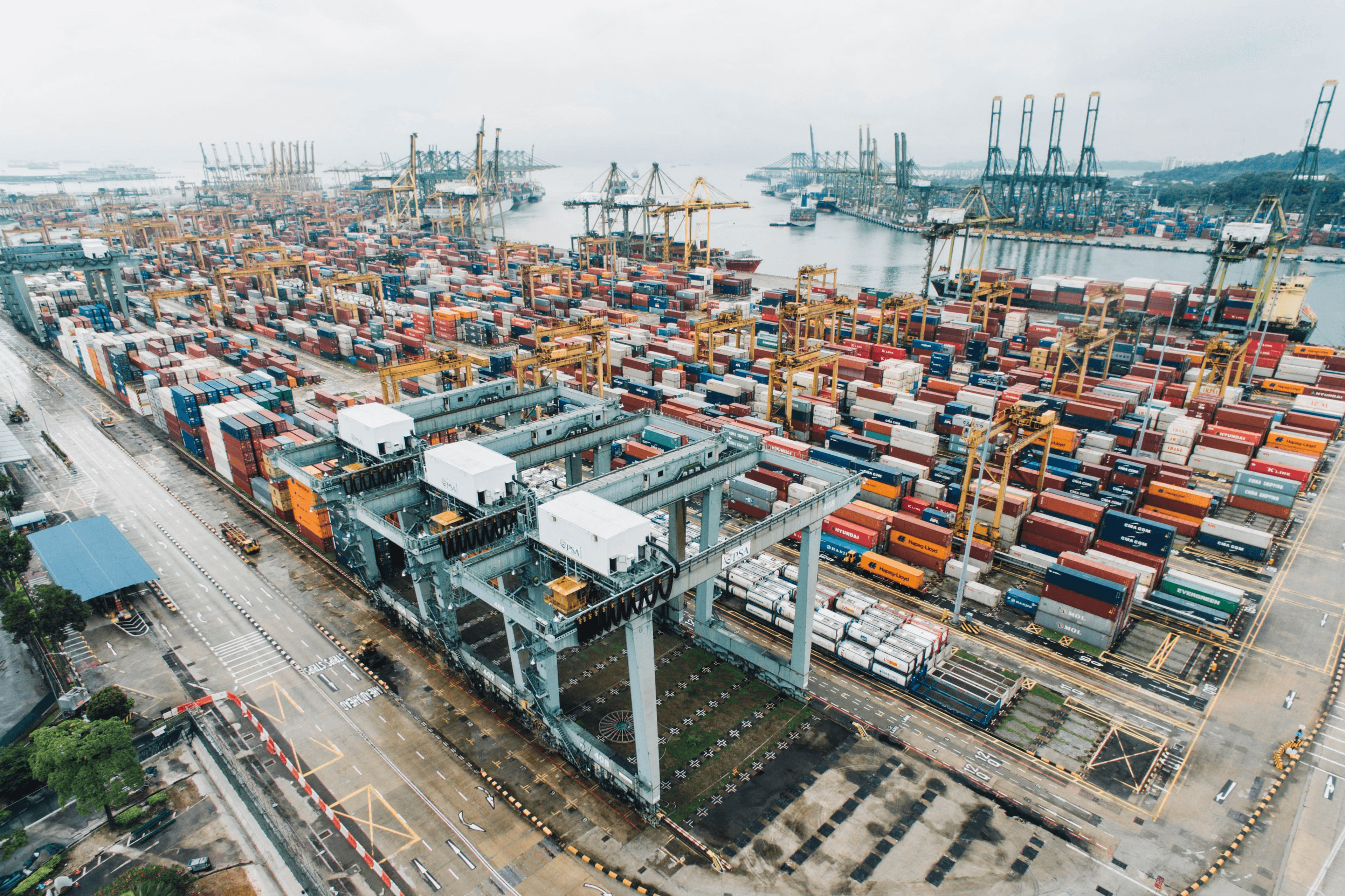 Container being moved