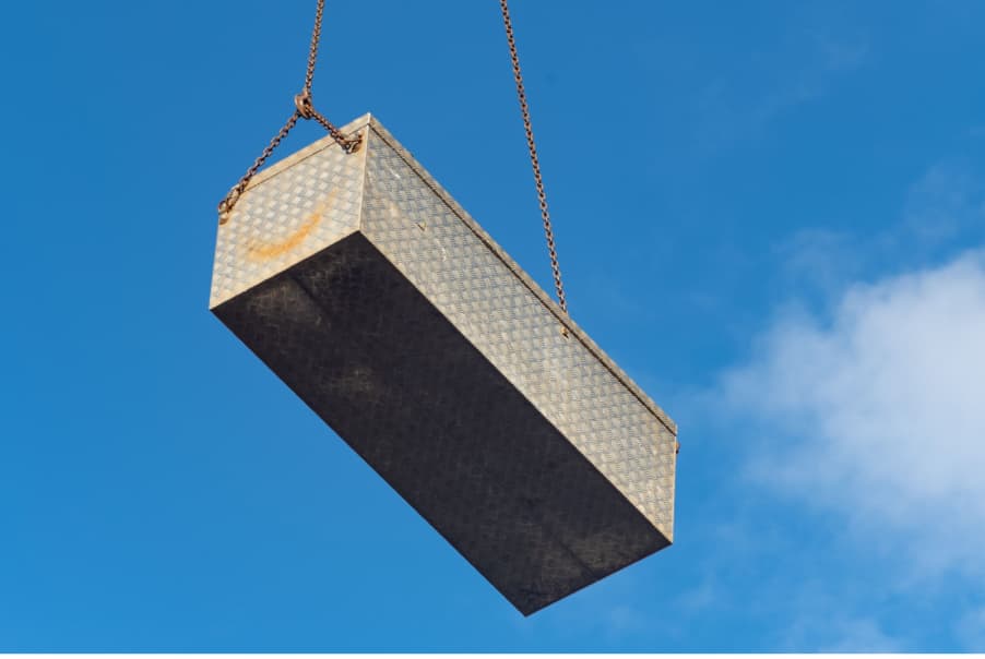 Intermodal container being lifted